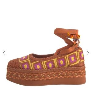 FARM Rio Colorful Embroidered Espadrilles - Brown, Yellow, Purple
